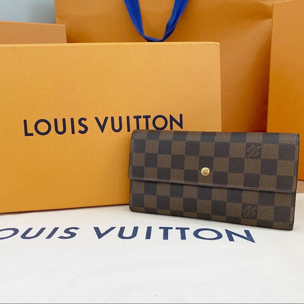 💎✨LONG WALLET✨💎 Auth Louis Vuitton Damier Ebene